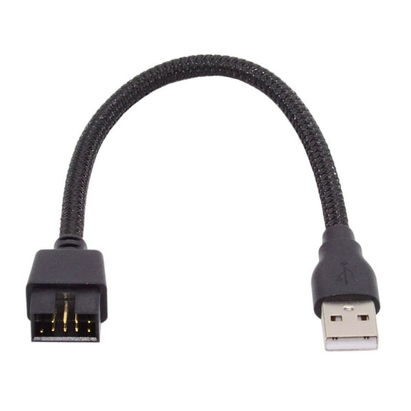 JSER Single USB 2.0 Male Type-A to Motherboard 9Pin 10Pin Male Header Cable with Sleeve 20cm