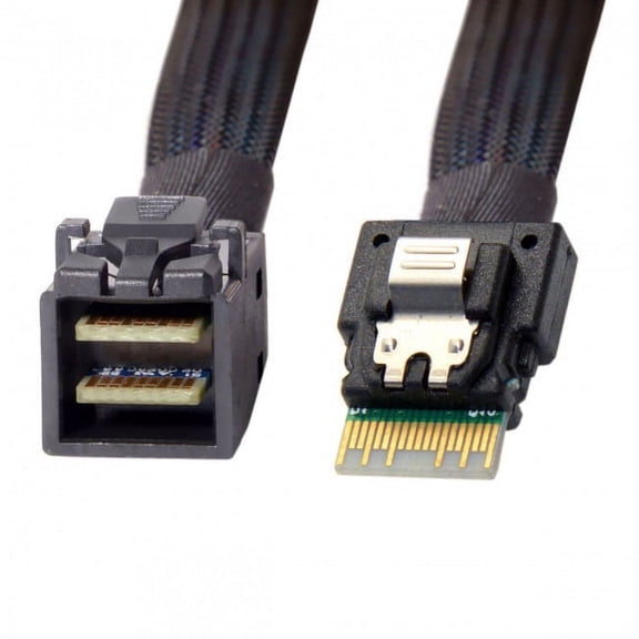 JSER Slim Line SAS 4.0 SFF-8654 4i 38pin Host to HD Mini SAS 4i SFF-8643 36pin Target Cable 50cm