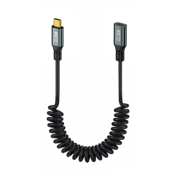 JSER Stretch Coiled USB-C USB4 Cable 20Gbps 100W 8K for Laptop Keyboard Tablet Type-C Male to Female Extension Cable Power & Data