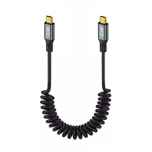 JSER Stretch Coiled USB-C USB4 Cable 20Gbps 100W 8K for Laptop Keyboard Tablet Type-C Male to Male Cable Power & Data