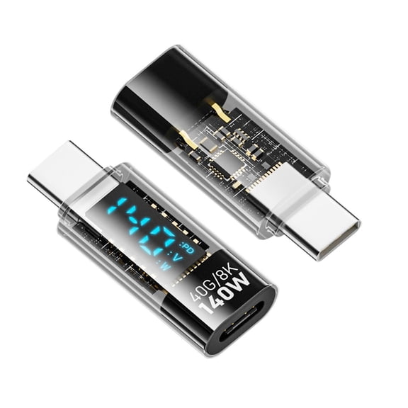 JSER Type-C Smart LED Display USB-C Male to Female Extension Adapter USB4.0 40Gbps 140W Current Voltage Monitoring Tester Detector