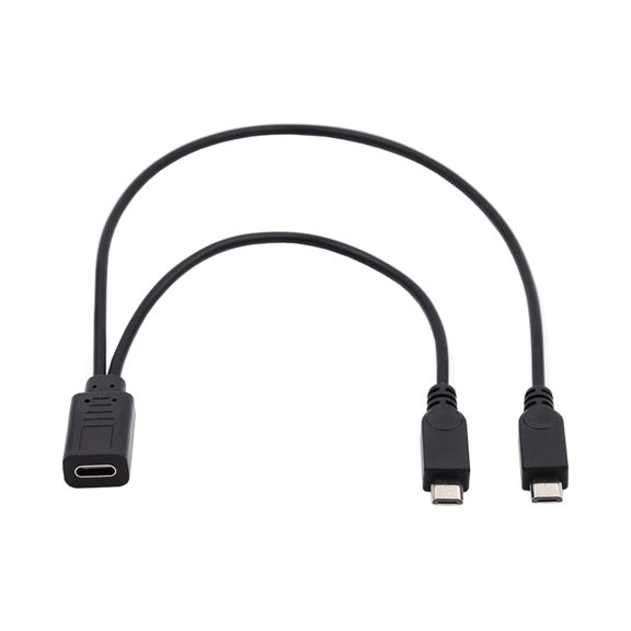 JSER Type-C USB-C Female DC 5V to Dual Micro USB 5Pin Male Splitter Extension Charge Cable