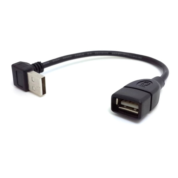 JSER USB 2.0 Type-A Male to USB Female M-F Extension Cable 20cm 90 Degree Up Angled Type