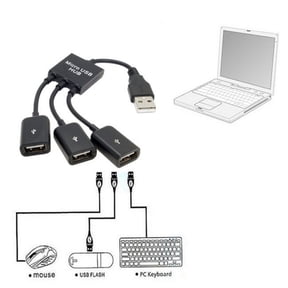 JSER USB 2.0 to 3 Ports Hub Cable Bus Power 1 to 3 for Laptop Notebook PC Mouse Disk Printer