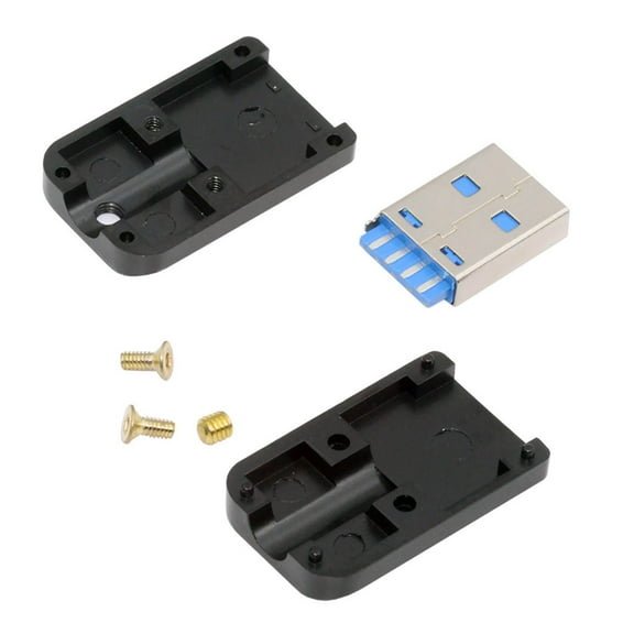 JSER USB 3.0 Type-A Male Plug Connector Solder Type with Aluminum Alloy Shell Black Customization for 6.0mm Cable