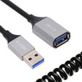 thumbnail image 1 of JSER USB 3.0 Type-A Male to USB3.0 A Female Stretch Coiled Cable 100cm Extension 5Gbps for Disk SSD Camera Data, 1 of 5