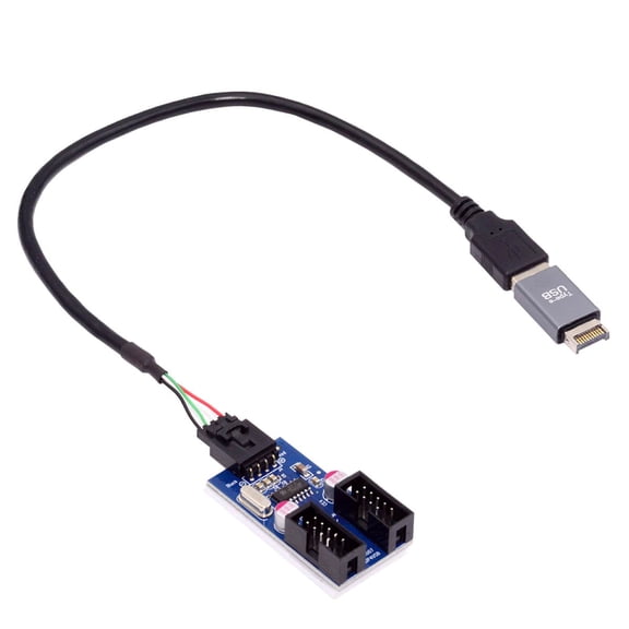 JSER USB 3.1 Front Panel Header Male Type-E to USB 2.0 Type-A Male 1 to 2 Female Motherboard 9pin 10pinHeader HUB Adapter Port Multiplier
