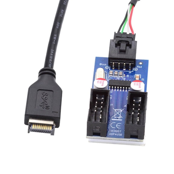 JSER USB 3.1 Front Panel Header Type-E to 4pin IDC Housing USB Type-A Male 1 to 2 Female Motherboard 9pin Header HUB Adapter Port Multiplier