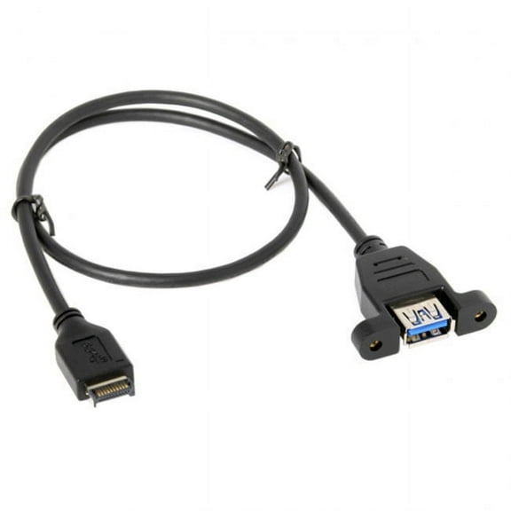JSER USB 3.1 Front Panel Header to USB 3.0 Type-A Female Extension Cable 50cm Panel Mount Type