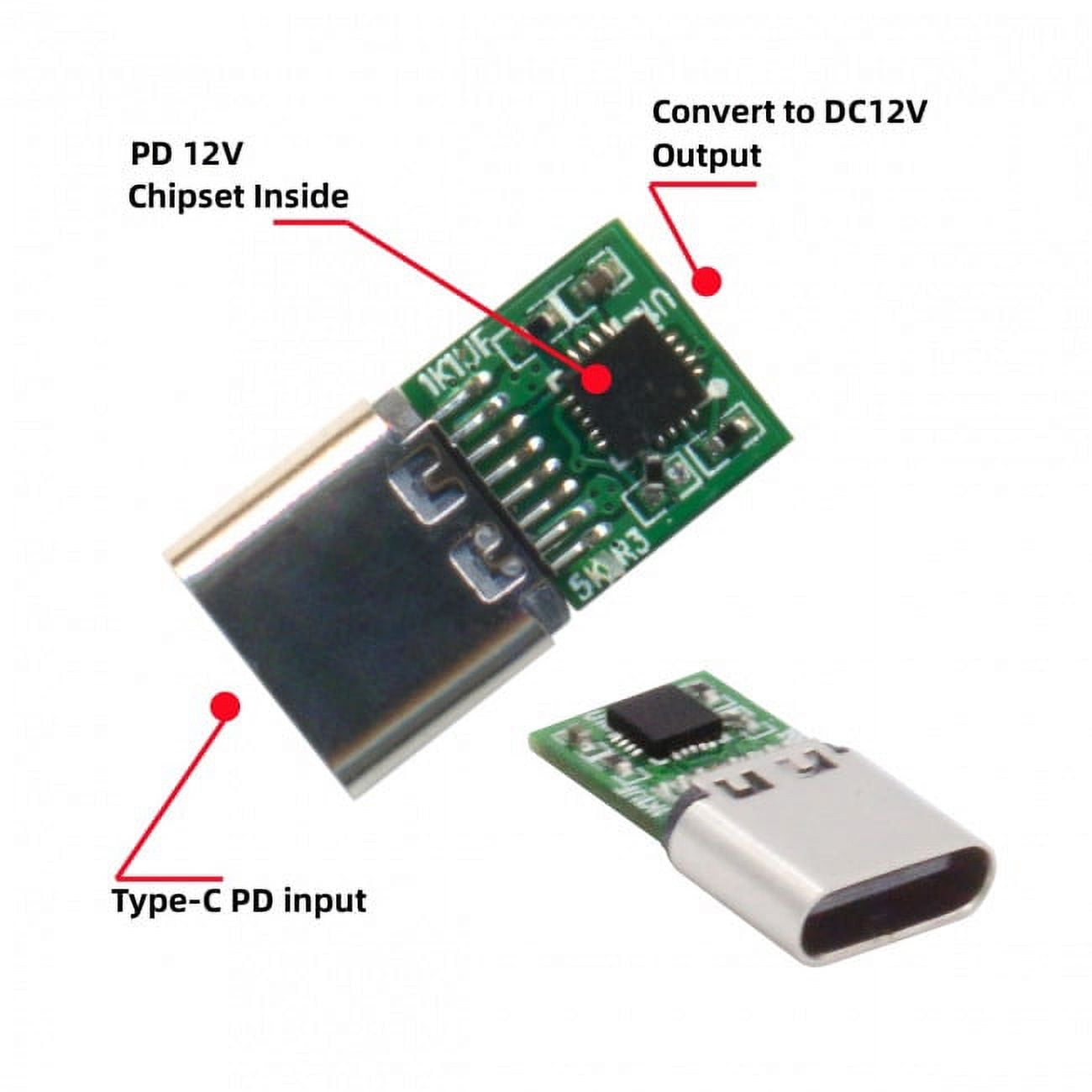 JSER USB 3.1 Type C USB-C Female to DC 12V 3.5x1.3mm Plug Adapter PD ...