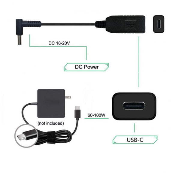 JSER USB 3.1 Type C USB-C to DC 20V 4.5 3.0mm Power Plug PD Emulator Trigger Charge Cable for Laptop