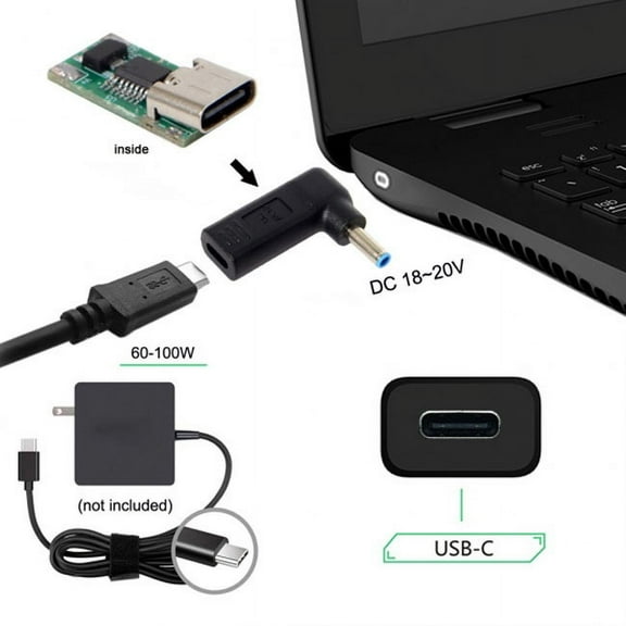 JSER USB 3.1 Type C USB-C to DC 4.5*3.0mm HP Adapter PD Emulator Trigger 90 Degree Angled