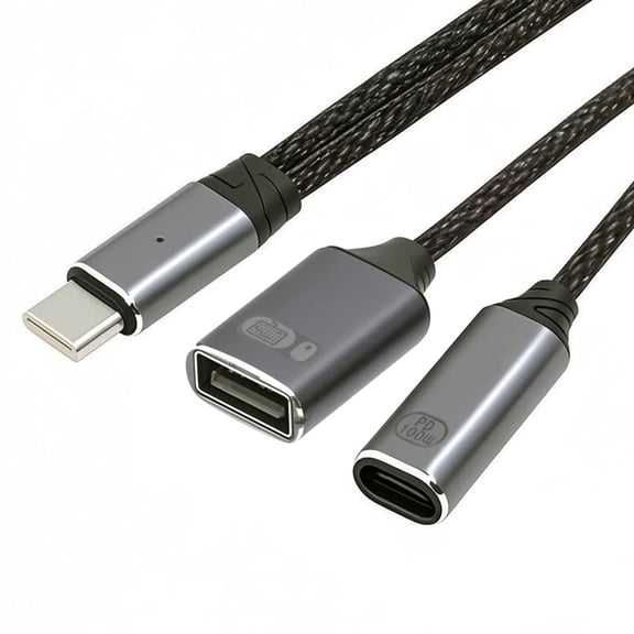 JSER USB-C Type-C Male to 480Mbps USB 2.0 Female OTG & 100W PD Power Cable for Laptop Tablet Phone