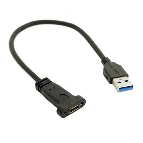 JSER USB-C USB 3.1 Type C Female to USB 3.0 A Male Data Cable 20cm with Panel Mount Screw Hole