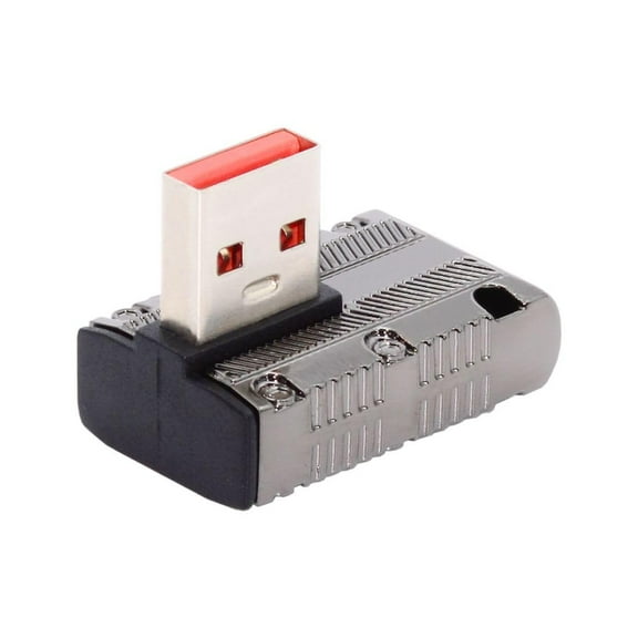 JSER USB-C USB 3.1 Type C Female to USB 3.0 Type-A Male 90 Degree Right Angled Low Profile Type 10Gbps Data 120W Power Adapter Mecha CYberpunk Style