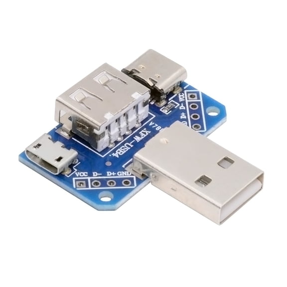 JSER USB2.0 1-to-3 Power Type-A Male To Female Type-A & Micro USB & USB-C Type-C Adapter PCBA