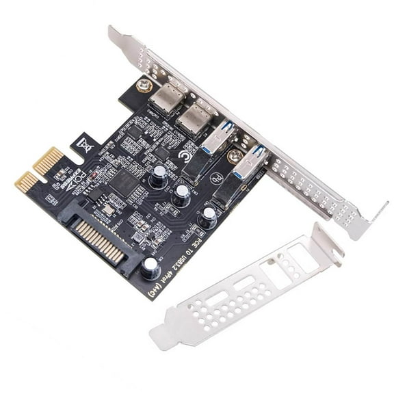 JSER USB3.1 Gen1 5Gbps Dual Type-A & Type-C USB-C Female to PCI-E Express 1x Card Adapter uPD720201 with Low Profile Bracket