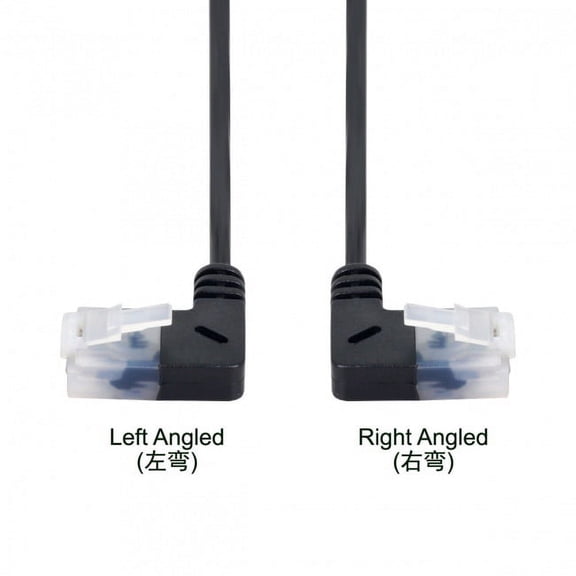 JSER Ultra Slim Cat6 Ethernet Cable RJ45 Left to Right Angled 25cm UTP Network Cable Patch Cord 90 Degree Cat6a Lan for Laptop Router TV BOX
