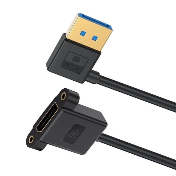 JSER Ultrafine Right Angled DisplayPort 1.4 DP Male to Female Extension Cable 8K 60hz 4K 144hz for Desktop Laptop Monitor Graphics Card 30cm