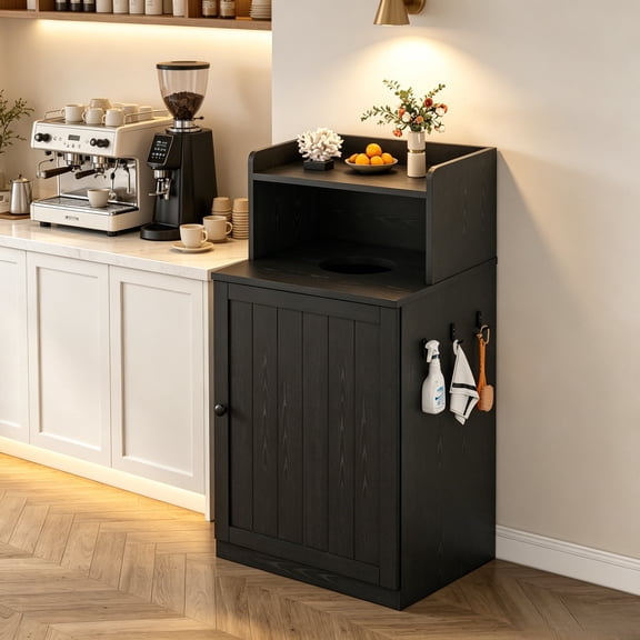 JSFHNTG 40 Gallon Concealed Commercial Trash Can with Storage Space, Side Hooks for Kitchen Restaurant Cafe Cafeterias