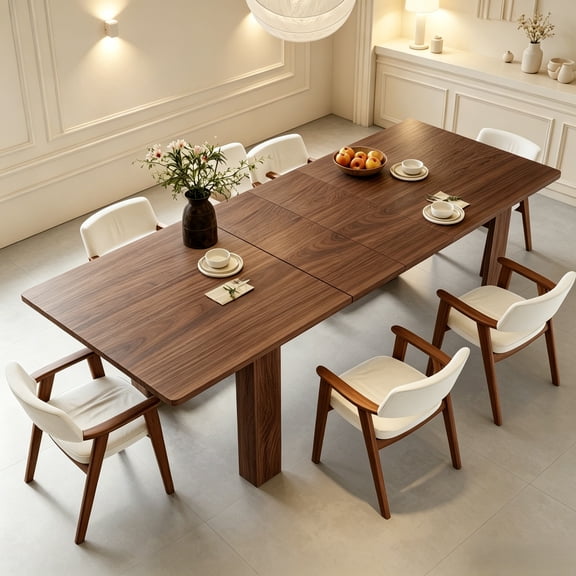JSFHNTG Extendable Dining Table Seats 4–8, Expandable from 55'' to 86.6'', Space Saving for Dining Room Kitchen Living Room, Brown