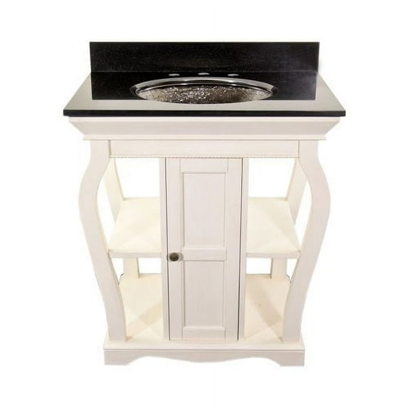 JSG Oceana VIN-VAN-WHT VCH-UST-BLK Antique White Vineta Vanity & Undermount Top