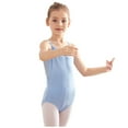 thumbnail image 1 of JSGEK 10-11 Years Kids Ballet Dancewear Spaghetti Strap U Back Fashion Gymnastics Leotards Sleevelelss Bodysuit One-Piece Girls' Camisole Dance Clothing Soft Solid Color Dance Unitards Blue, 1 of 3