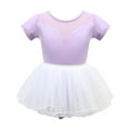 thumbnail image 1 of JSGEK 12-13 Years Kids Summer Girls Short Sleeves Training Clothes Soft Dress Comfort Girls' Dance Clothing Regular Fit Solid Color Dance Unitards Purple, 1 of 5