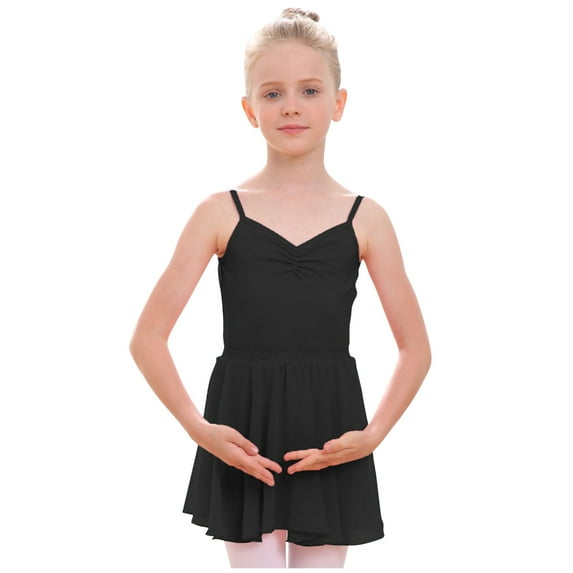 JSGEK 14-15 Years Kids Girls' Dance Clothing Girls Sleeveless Training Clothes Summer Regular Fit Dress Comfort Solid Color Dance Unitards Soft Black