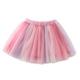 thumbnail image 1 of JSGEK 3-4Years Kids Toddler Tulle Tutu Skirt Soft Little Girls' Casual Skirtes Color Block Patchwork Regular Fit Skirt for Princess Brithday Party Fashion Swing A Line Skirt Comfort Multicolor, 1 of 4