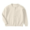 thumbnail image 1 of JSGEK 4-5 Years Kids Button Down Round Neck Sweater Solid Color Front Open Jacket Girls Fall Casual Knit Outwear Regular Fit Soft Fall and Spring Cardigan Comfort Beige, 1 of 3