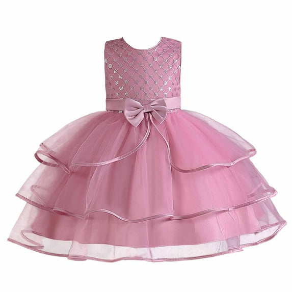 JSGEK 1PC 5-6 Years Kids Swing A Line Dress Toddler Tulle Tutu Dress Soft Dress for Princess Brithday Party Regular Fit Fashion Short Sleeve Little Girls' Casual Dresses Solid Color Watermelon Red