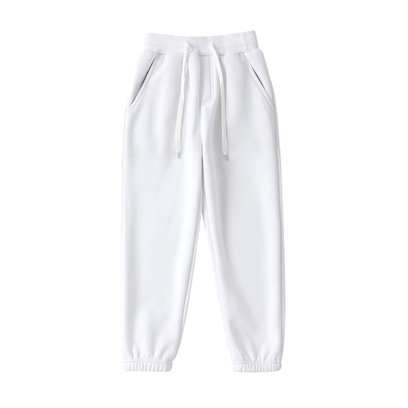JSGEK 5 Years Kids Regular Fit Soft Boys and Girls Sport Pants Loungwear Pants Comfort Solid Color Casual Pull On Jogger Fall and Winter Sweatpant Active Athletic Running Pants White