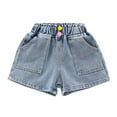 thumbnail image 1 of JSGEK 6-7 Years Kids Shorts Comfort Soft Summer Girls Baby Girls Clothing Bottoms Graphic Jean Shorts Regular Fit Elastic Waist Demin Shorts Blue, 1 of 9