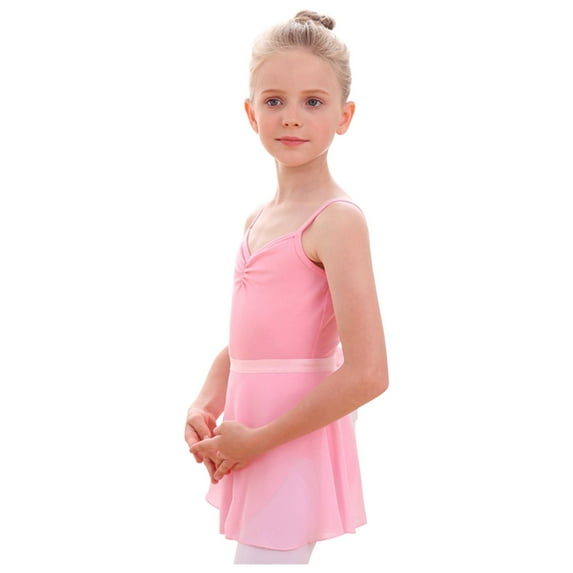 JSGEK 8-9 Years Kids Dress Comfort Girls Regular Fit Solid Color Dance Unitards Girls' Dance Clothing Sleeveless Training Clothes Soft Summer Pink