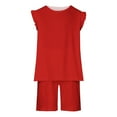 thumbnail image 1 of JSGEK 8-9 Years Kids Solid Color Summer Little Girls Shorts and Tops Set Comfort Soft Casual Loose Outfit Sets 2 Pieces Set Regular Fit Red, 1 of 9