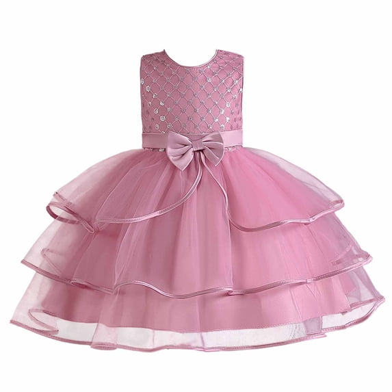 JSGEK 9-10 Years Kids Soft Toddler Tulle Tutu Dress Dress for Princess Brithday Party Regular Fit Fashion Short Sleeve Little Girls' Casual Dresses Solid Color Swing A Line Dress Watermelon Red
