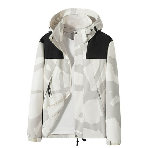 JSGEK Baby Boys Camo Jacket Lightweight Windbreaker Hooded Outdoor Jacket Sportswear Breathable Raincoat White 12 Years