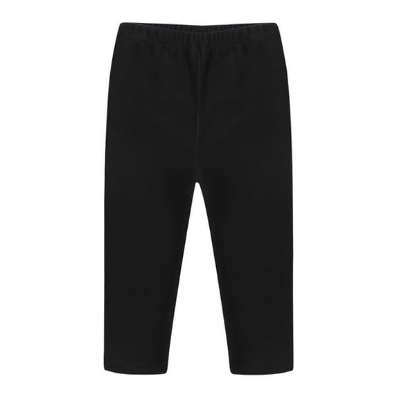 JSGEK Boys Girls Loungwear Pants Comfort Solid Color Cropped Leggings School Uniform Pants Casual Kids Tight Pants Fall and Winter Sweatpant Capris Soft Regular Fit Black,110