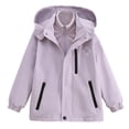 thumbnail image 1 of JSGEK Boys Girls Windbreaker Jacket Waterproof Windproof 3-in-1 Fleece Hooded Layered Jacket Hooded Outdoor Winter Coat Ideal for Outdoor Activities and Cold Weather Purple 7 Years, 1 of 9