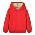 thumbnail image 1 of JSGEK Casual Fall ans Winter Sweatshirts Long Sleeve Hoodies with Pocket Fleece Lined Warm Sherpa Shirts Toddler Kids Boys Girls Solid Color Pullover Loose Soft Comfy Cute Red,7 Years, 1 of 7
