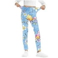 thumbnail image 1 of JSGEK Children Legging Pants Long Length Printed Elastic Waist Casual Comfortable Sashes Perfect for Seaside Holidays All Season Wear Suitable for 3-13 Years Old Kids Blue 11 Years, 1 of 4