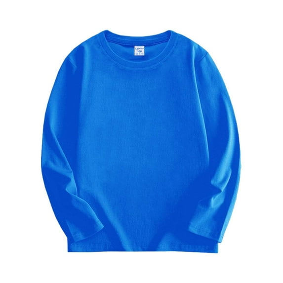 JSGEK Children Solid Color Sweatshirts Cute Fall ans Winter Pullover for Boys and Girls Long Sleeve Round-Neck Blouses Shirts for Kids Casual Soft Comfy Loose Blue,11-12 Years