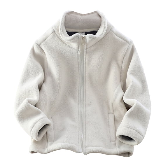 JSGEK Children Stand Collared Teddy Outwear Soft Comfy Fall Warm Coat for Kids Cute Solid Color Kids Zip up Coat Casual s Girls Boys Fleece Push Jacket Clearance Beige,9 Years