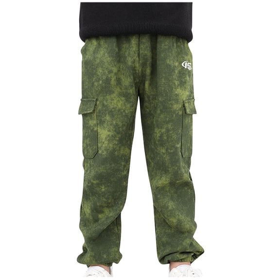 JSGEK Children Work Pants Casual Lightweight Comfortable Cotton Breathable Stylish Soft for Daily Life Travel Home Birthday Party Casual Outwear Pants for Kids Green 12 Years