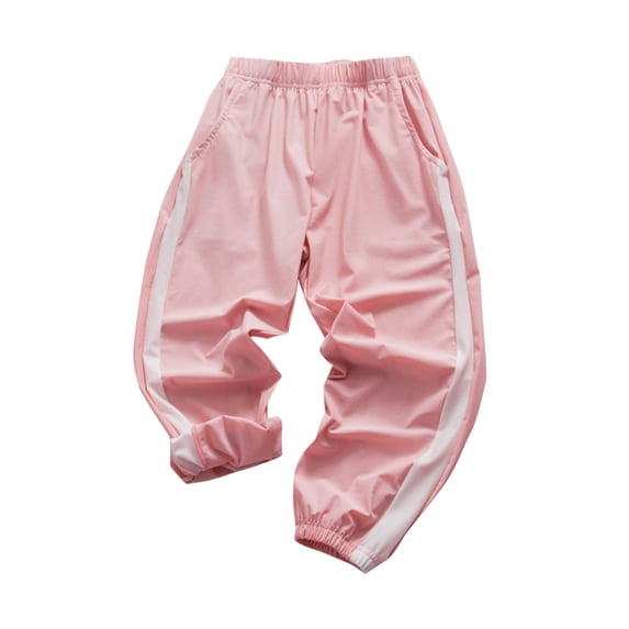 JSGEK Children's Casual Sports Pants Lightweight Ice Silk Breathable Fabric Comfortable Fit Stylish Design Suitable for Daily Wear Outdoor Activities Adjustable Waist Pants Pink 5 Years