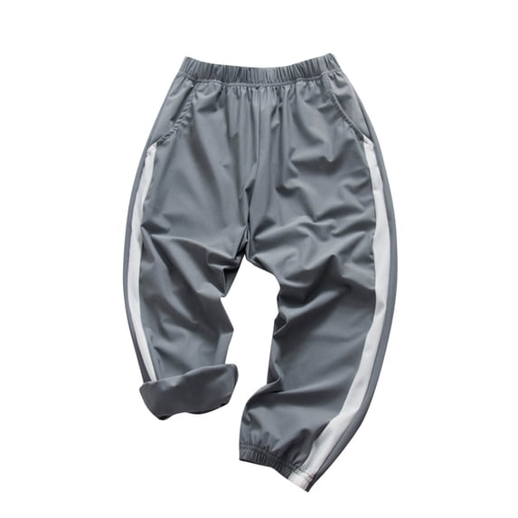JSGEK Children's Casual Sports Pants Lightweight Ice Silk Breathable Fabric Comfortable Fit Stylish Design Suitable for Daily Wear Outdoor Activities Adjustable Waist Pants Gray 9 Years