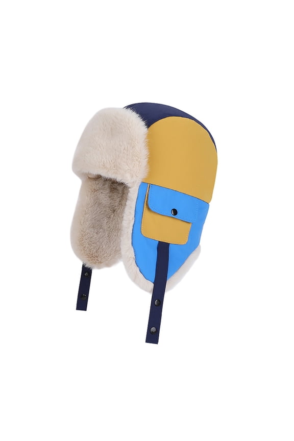 Children's Hats Winter Outdoor Windproof And Cold-proof Hats For Boys And Girls Lei Feng Hats With Fleece And Thickened Warmth Ear-protecting Headscarves Blue Free Size
