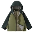 thumbnail image 1 of JSGEK Children's Hooded Fleece Jacket Waterproof Windproof Long Sleeve Soft Comfortable Blouse Casual Outdoor Sports Cardigan for Kids Fall Winter Season Green 13-14Years, 1 of 5
