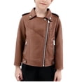 thumbnail image 1 of JSGEK Children's Leather Jackets for Boys and Girls Stylish Lapel Design Comfortable and Warm Long Sleeve Casual Wear Ideal for Fall and Winter Everyday Activities Brown 3 Years, 1 of 7